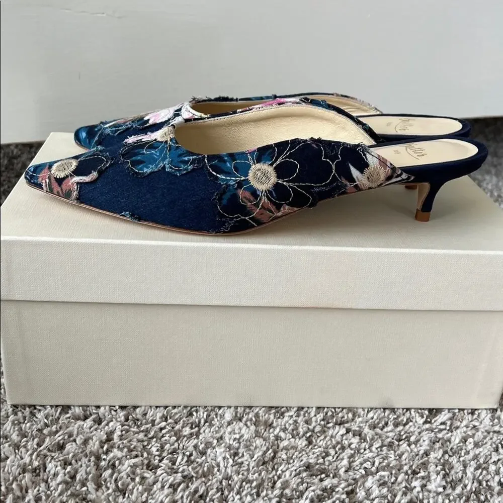 NIB Butter Italy Women's Berta Embroidered Floral Pump Heels